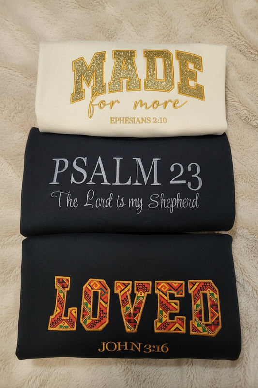 Sweatshirt Psalm 23, embroidered
