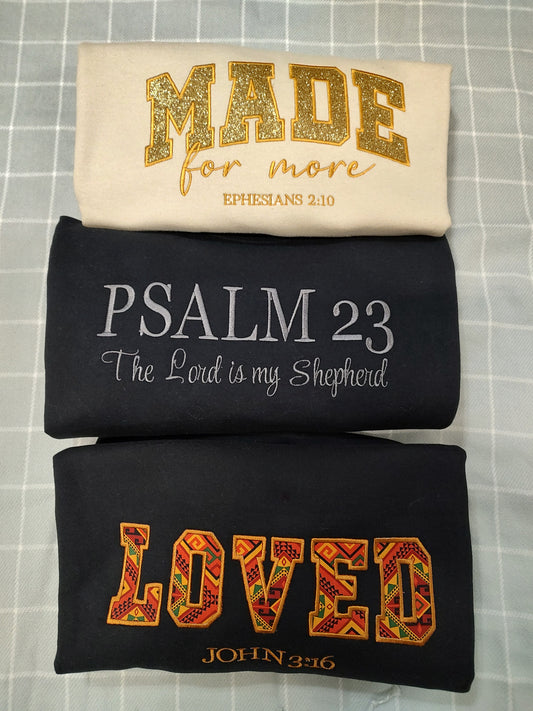 Sweatshirt Psalm 23, embroidered